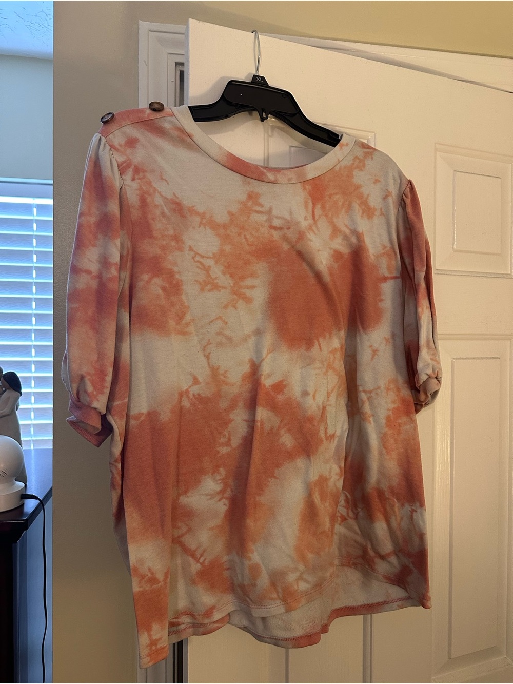 Fred David Orange and White Tie-Dye Short Sleeve Top